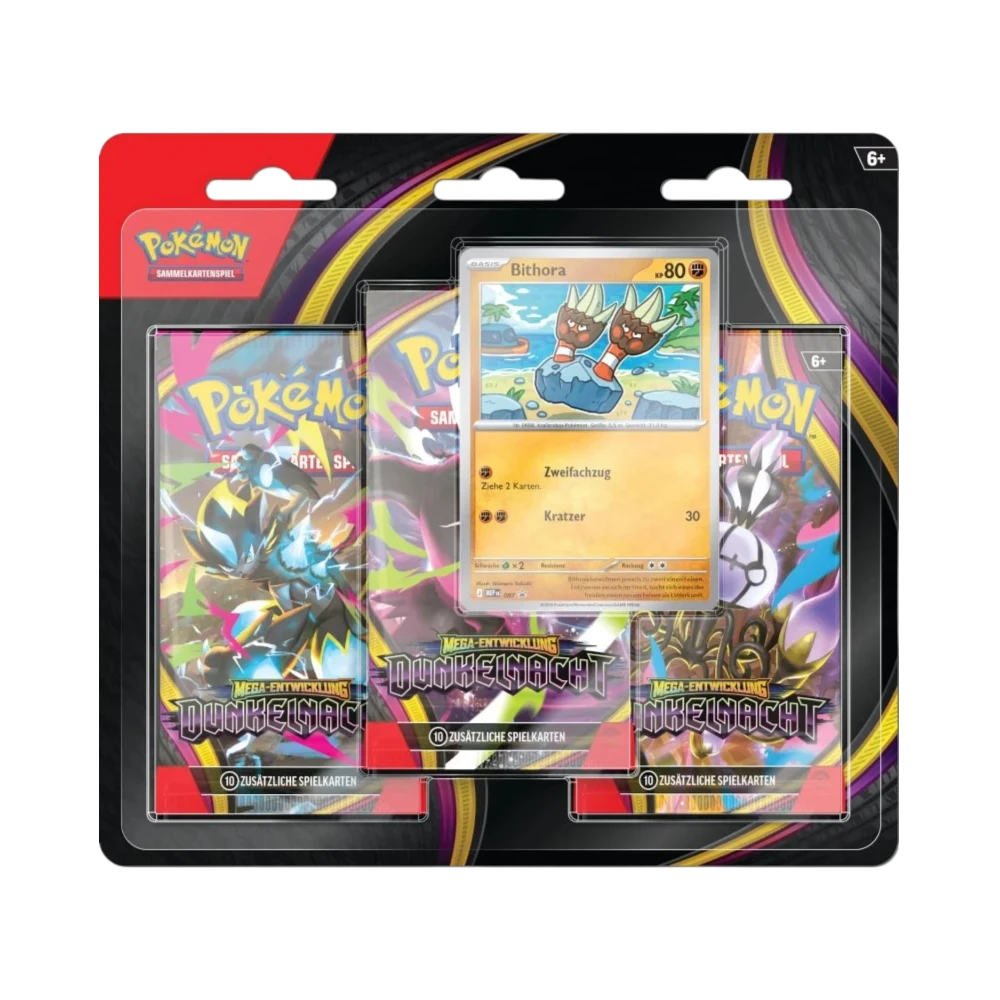 Pokémon Mega-Entwicklung – Dunkelnacht 3-Pack Blister Bithora (Deutsch)